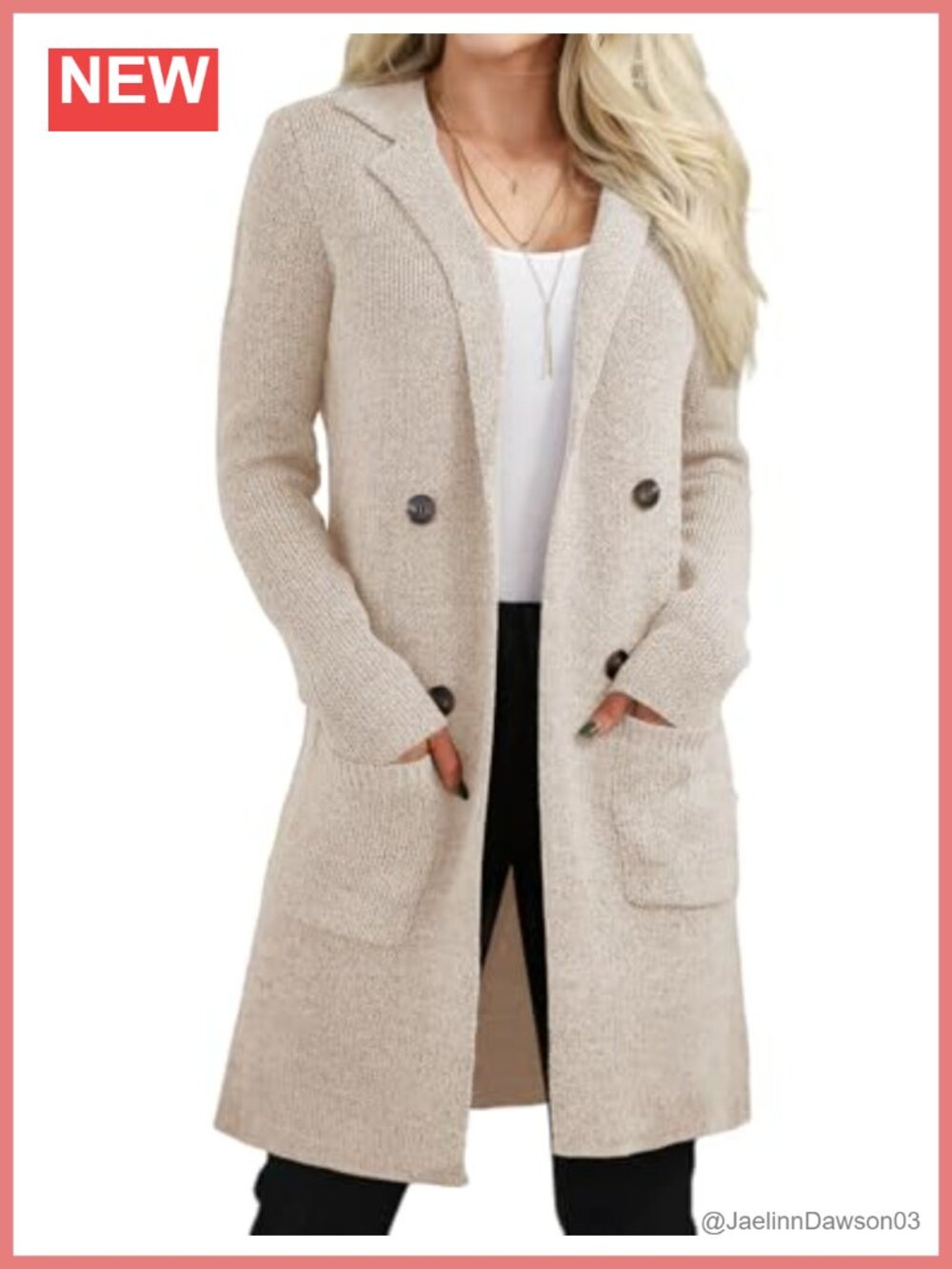 Open Front Long Cardigan Sweater Knit Coatigan with Pockets